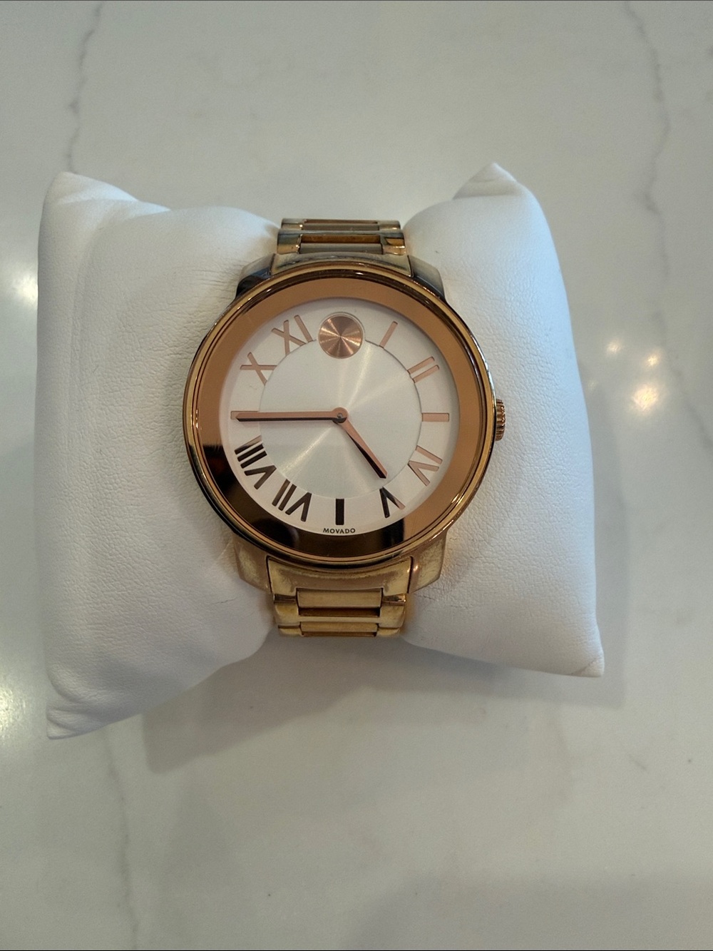 Movado Rose Gold Tone Women's Bracelet Watch with White Dial